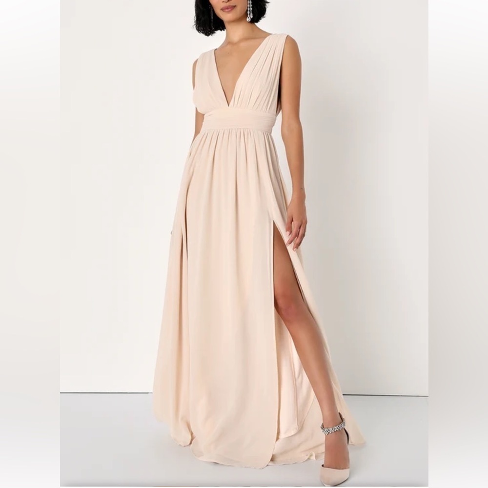 Lulus Heavenly Hues Cream Maxi Dress Size S  Prom/ Wedding/ Special Event - Picture 5 of 11